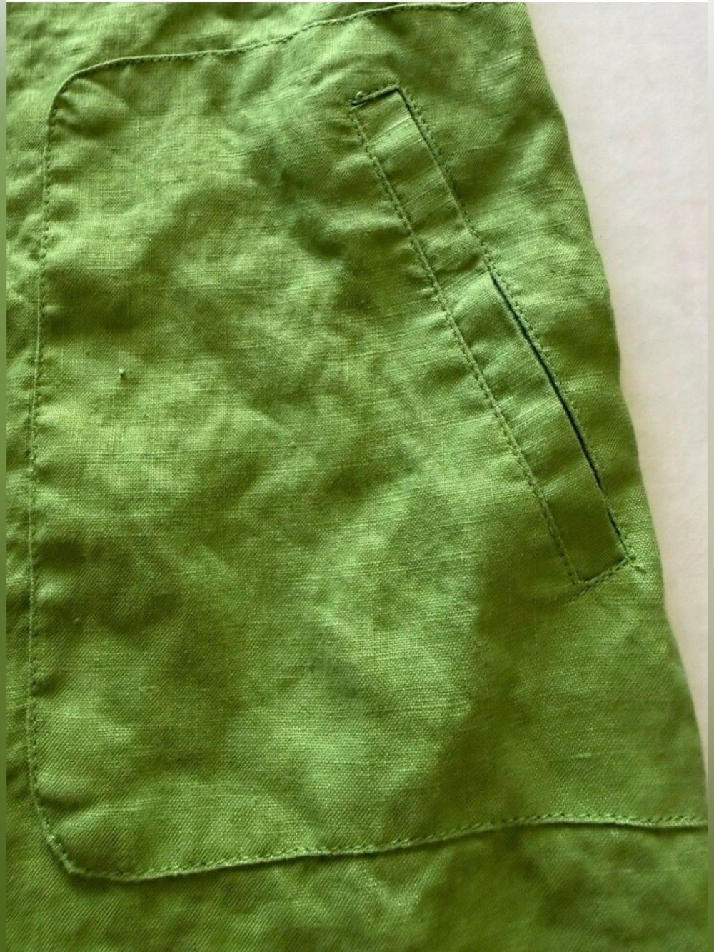 J Jill Green Linen Shift Dress L Petite 100% Linen Sleeveless Buttons Lagenlook - Picture 3 of 6